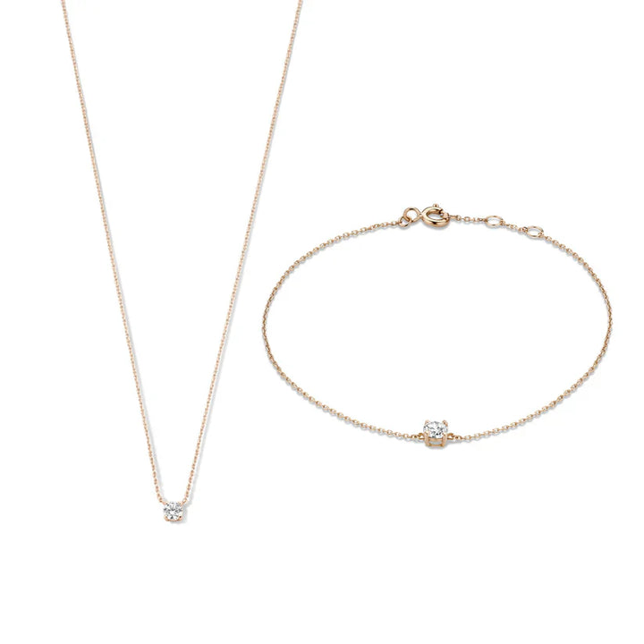 Gold Moissanite Necklace and Bracelet Set