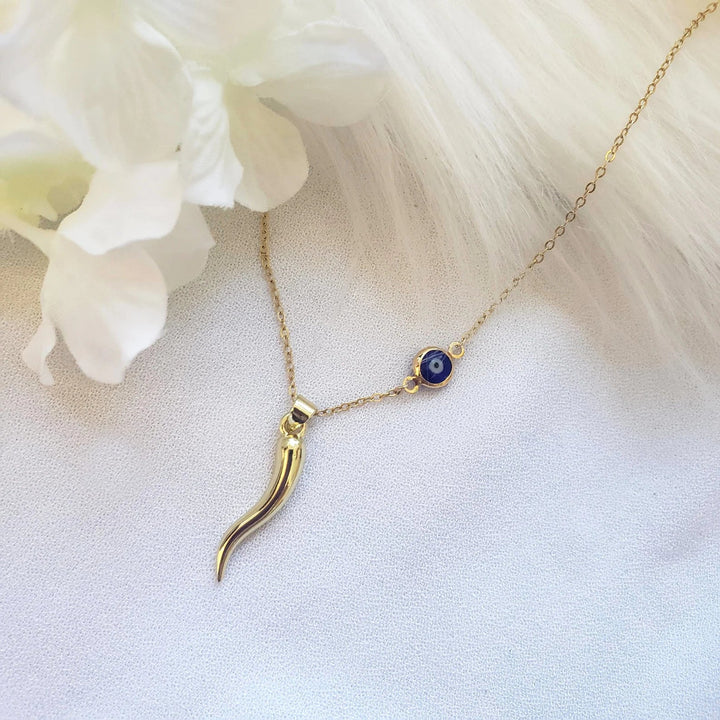 Eye & Horn Amulet Necklace