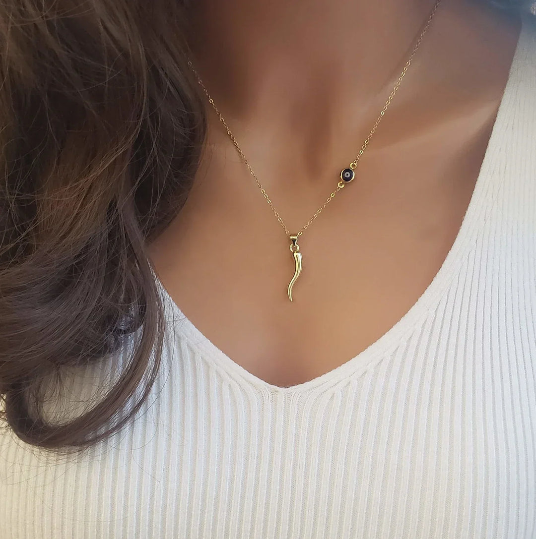 Eye & Horn Amulet Necklace