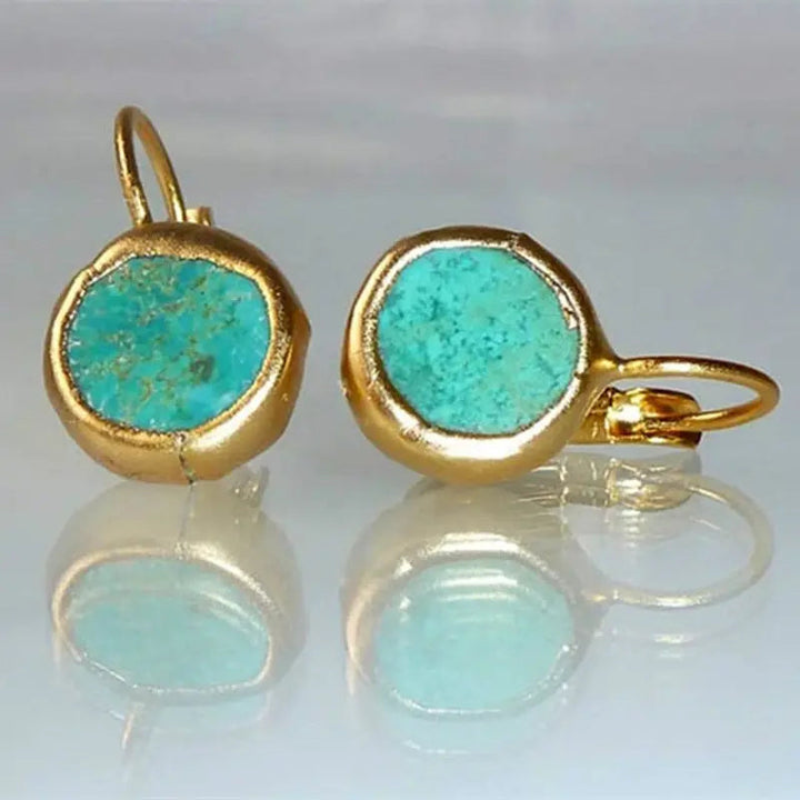 Turquoise Stone Gold Earrings
