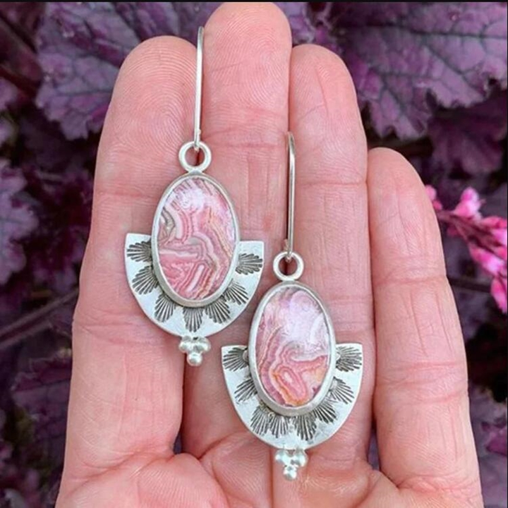 Silver Vintage Pink Earrings