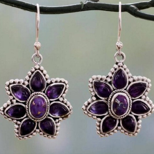 Vintage Lavender Floral Earrings