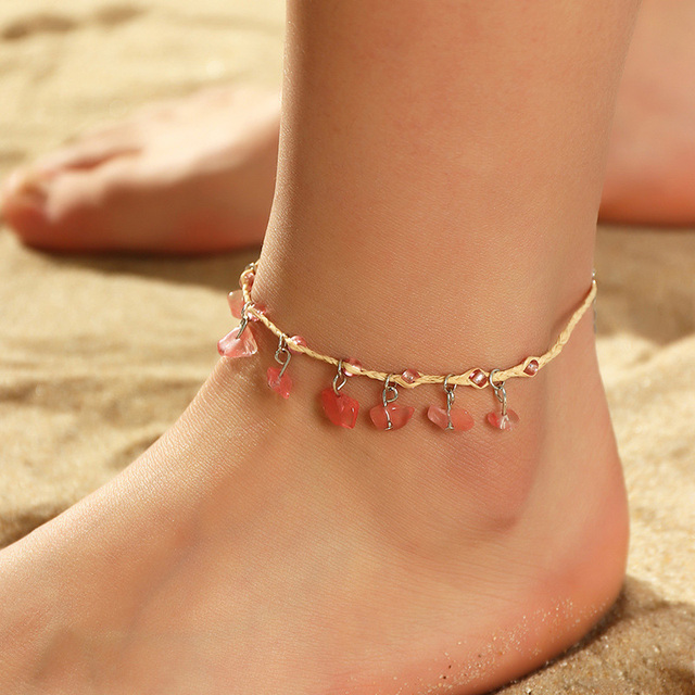 Red & Gold Crystal Ankle Bracelet