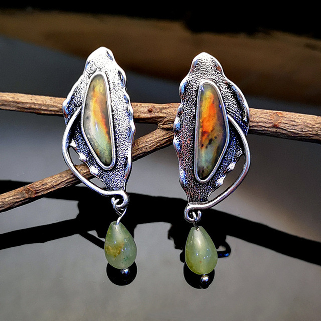 Vintage Green Stone Earrings