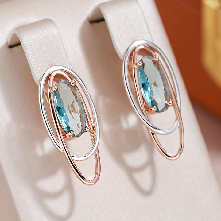 Stunning Gold and Silver Turquoise Crystal Earrings