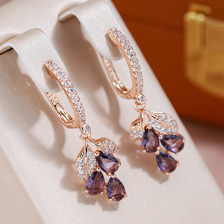Gold Garnet Crystal Earrings