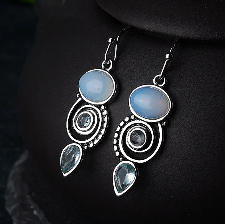 Vintage Moonstone & Crystal Earrings