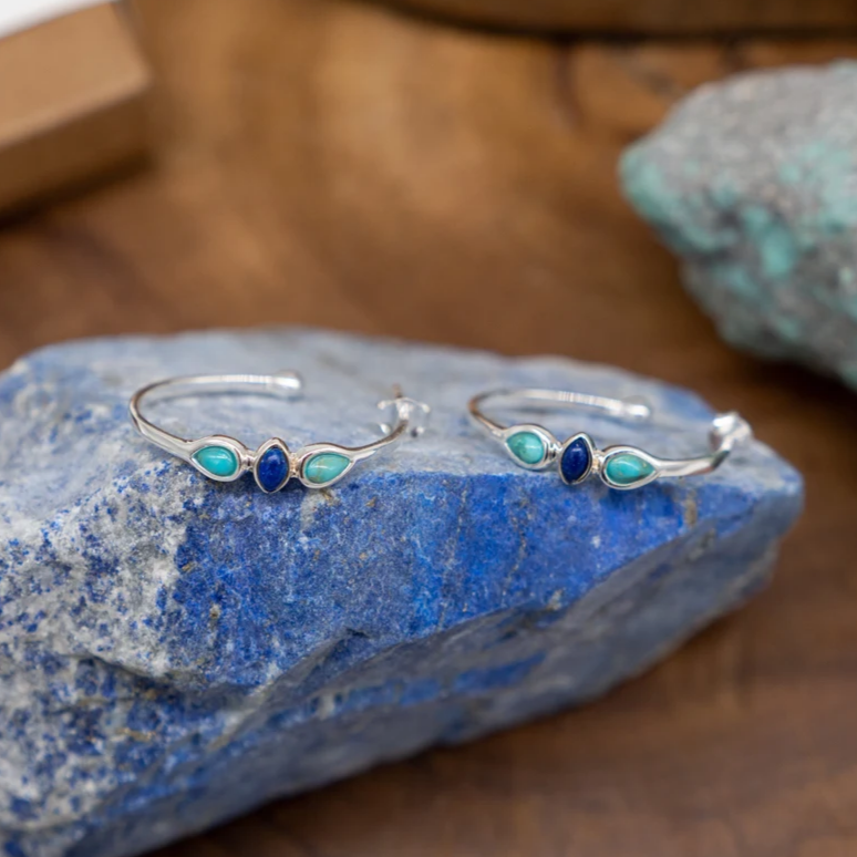 Blue Enamel Vintage Earrings