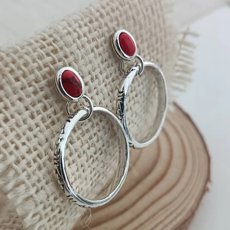Bohemian Red Stone Earrings