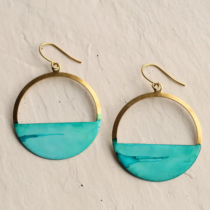 Retro Horizon Blue Earrings