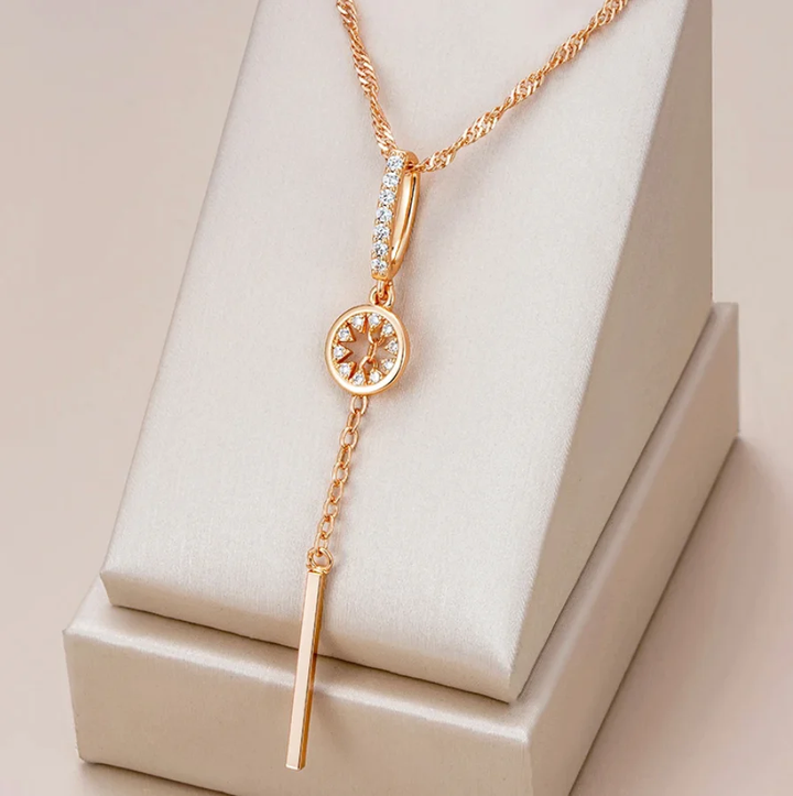 Gold Rounded Crystal Collar Necklace