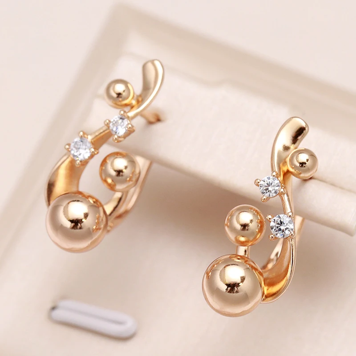 Elegant Gold Zirconia Round Earrings
