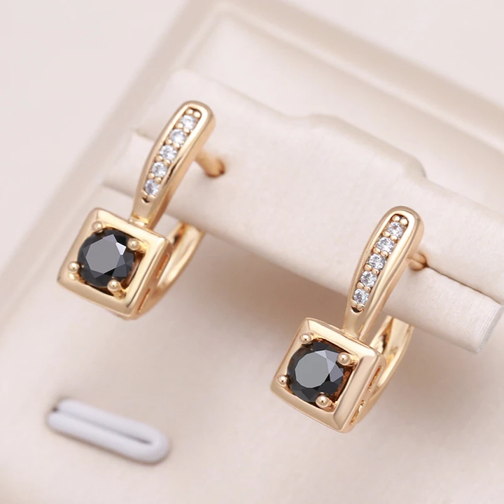 Stunning Gold Ring with Black Cubic Zirconia