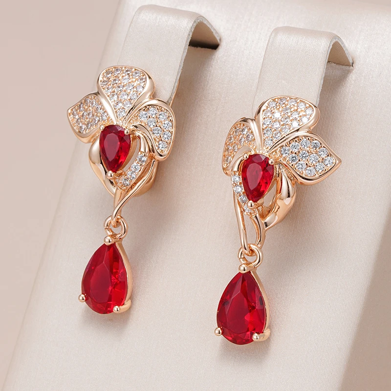 Chic Red Crystal Drop Earrings