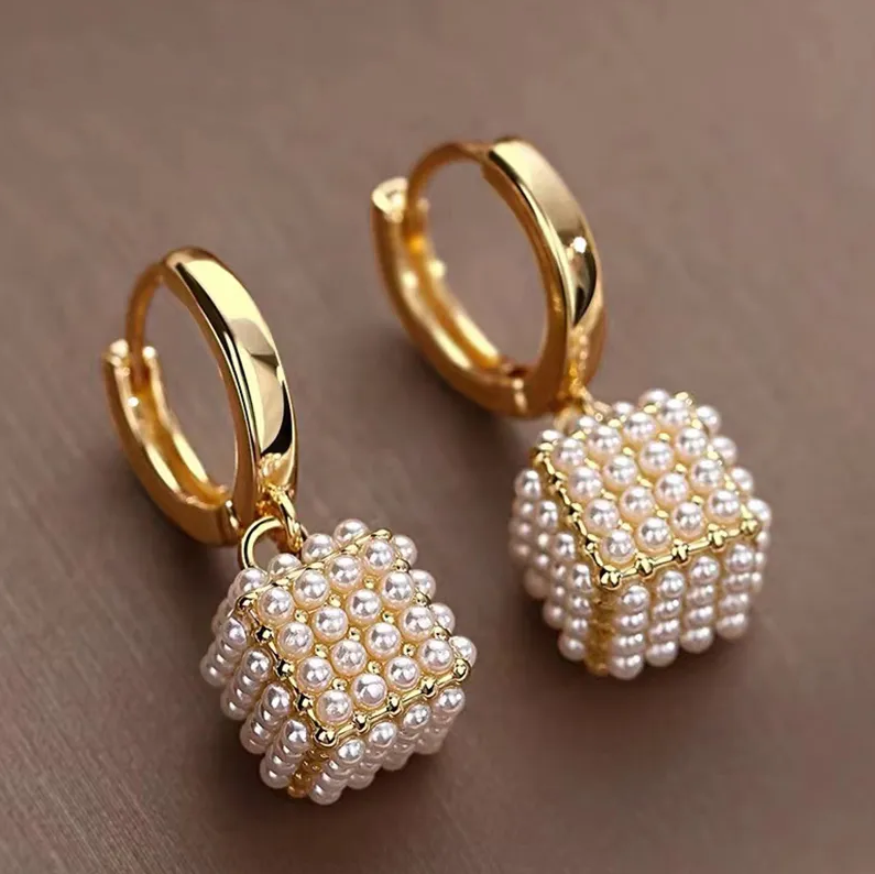 Chic Cubic Pearl Earrings