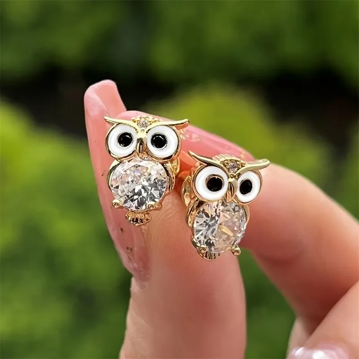 Crystal Vintage Owl Earrings