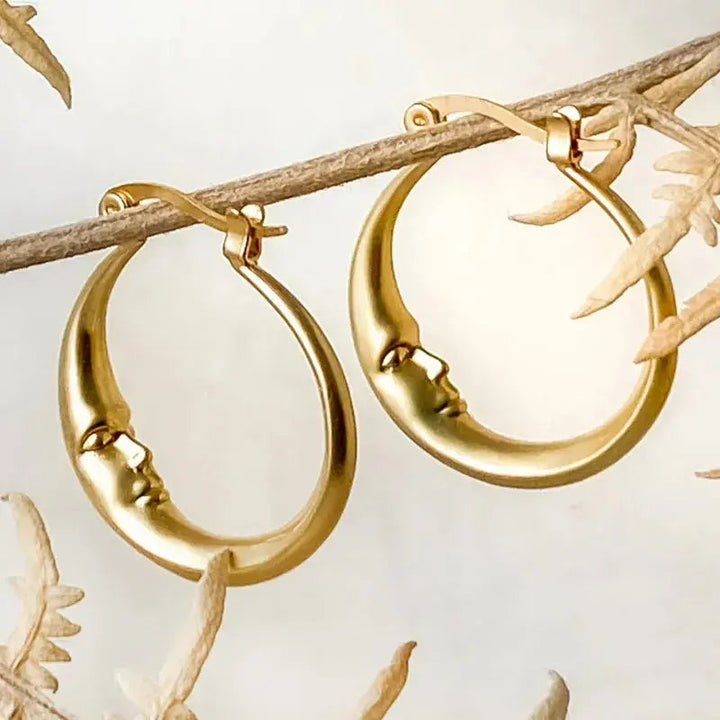 Gold Vintage Moon Earrings