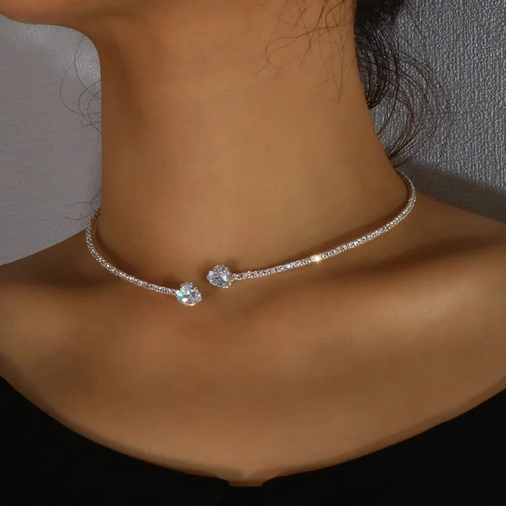 Vintage Double Zirconia Collar Necklace
