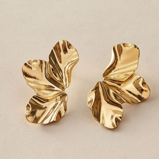 Gold Half Flower Earrings