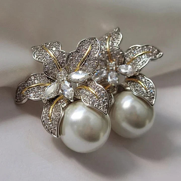 Chic Pearl & Floral Earrings