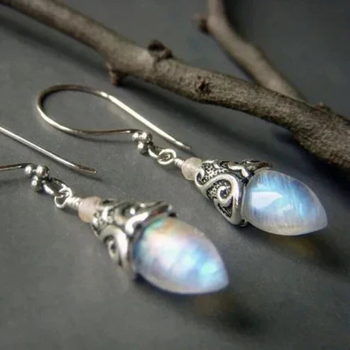 Silver Moon Crystal Earrings