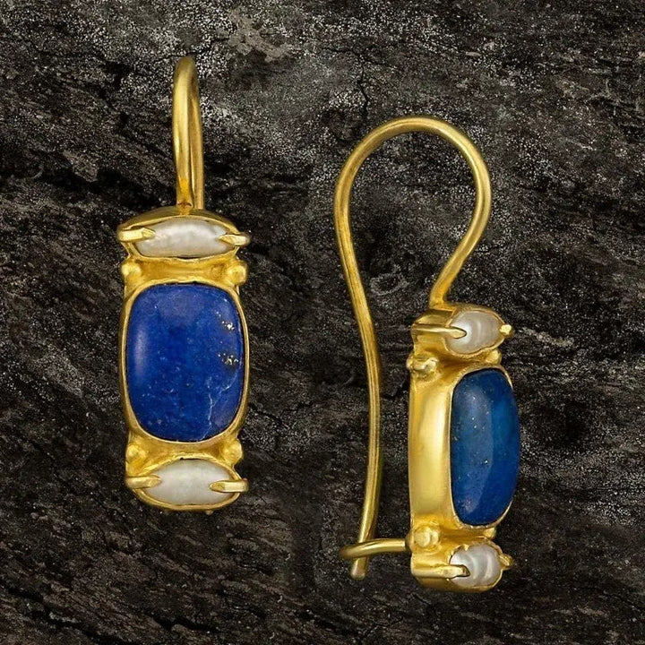 Blue and Gold Vintage Earrings