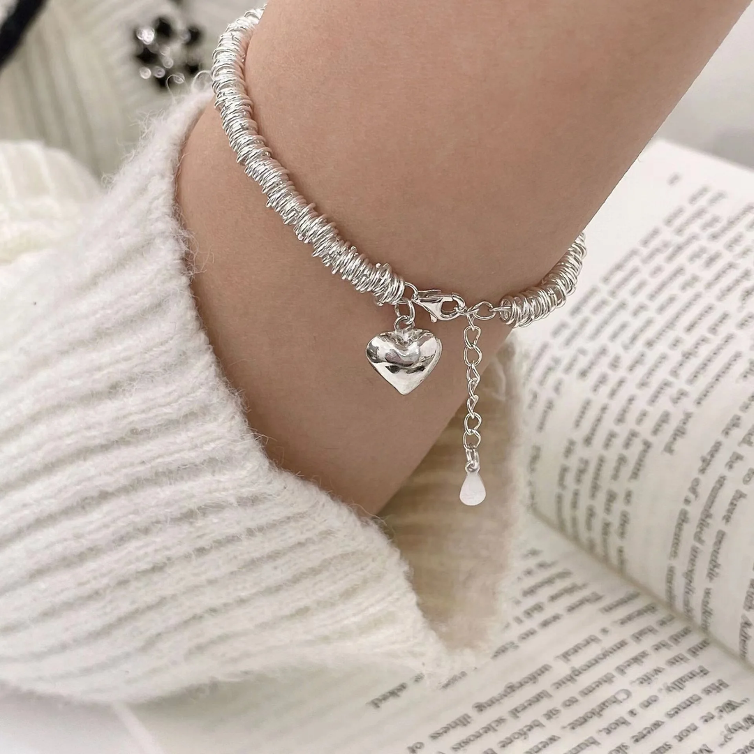 Chic Silver Heart Bracelet