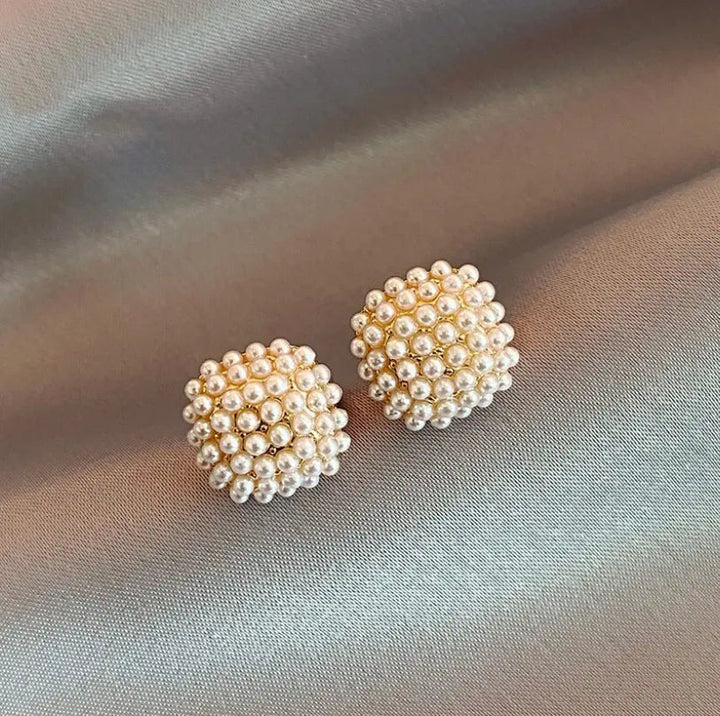 Elegant Gold Pearl-Embedded Earrings