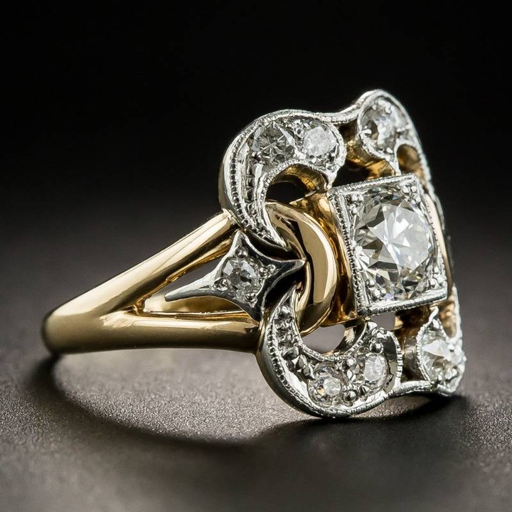Retro Gold Cubic Zirconia Ring