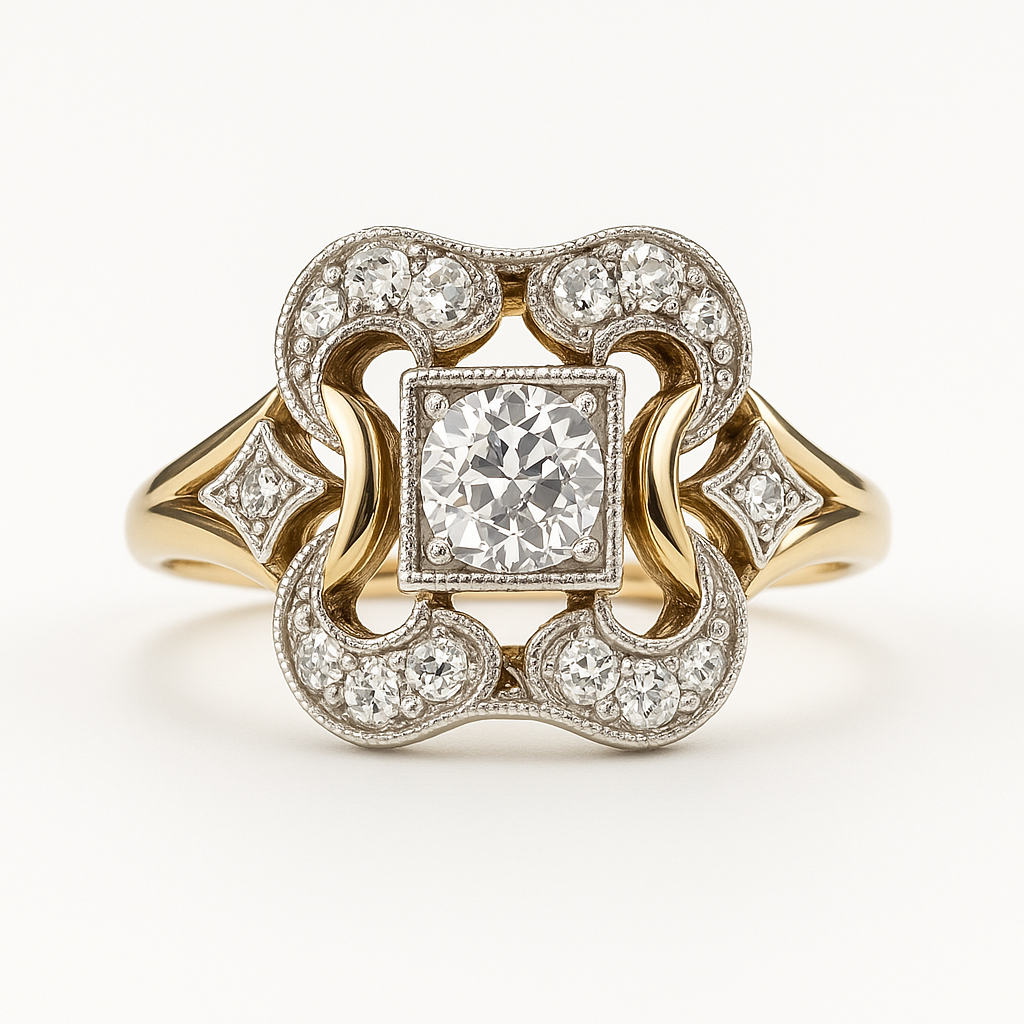 Retro Gold Cubic Zirconia Ring