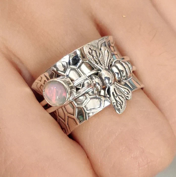 Bee-Inspired Moonstone Ring