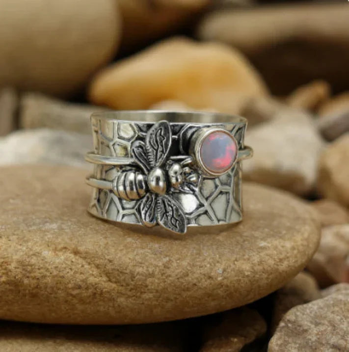 Bee-Inspired Moonstone Ring
