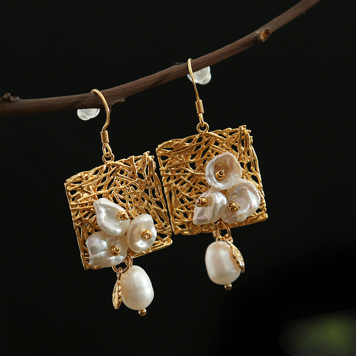 Vintage Pearl Flower Earrings