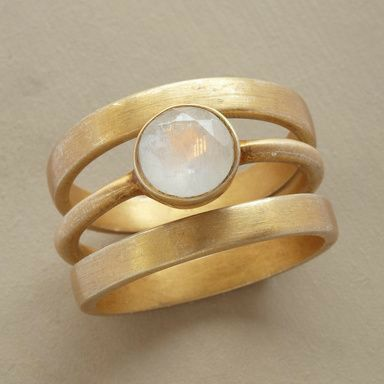 Vintage Gold Ring with Moonstone Accents