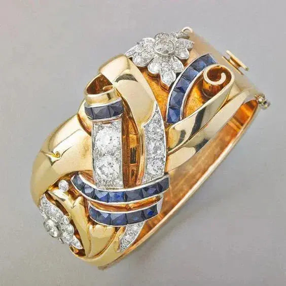Vintage Gold Ring with Blue Zirconia Gem