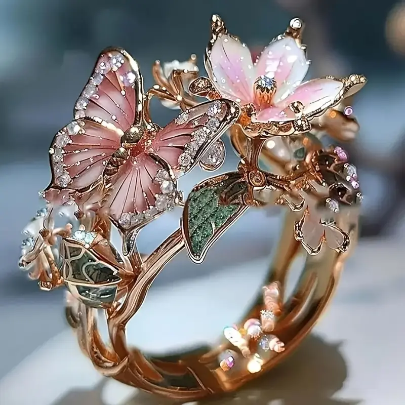 Stunning Natural Butterfly Zirconia Ring