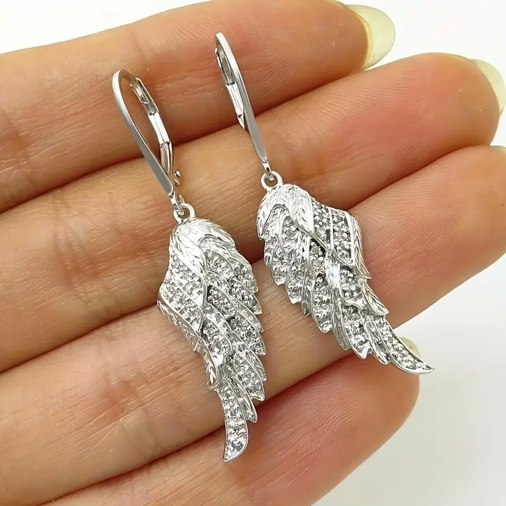 Shiny Silver Wing Earrings