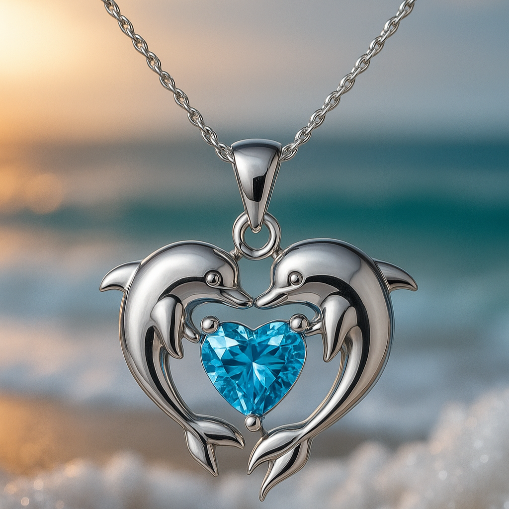 Double Silver-Plated Dolphin Love Collar