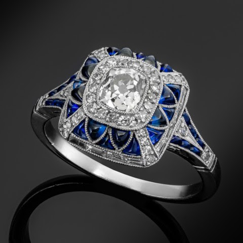 Vibrant Blue Square Ring