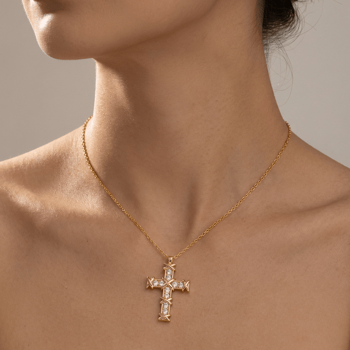 Zircon Diamond Cross Necklace