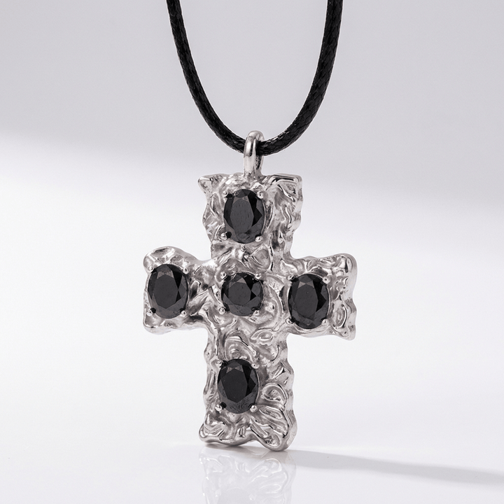 Black Stone Cross Choker