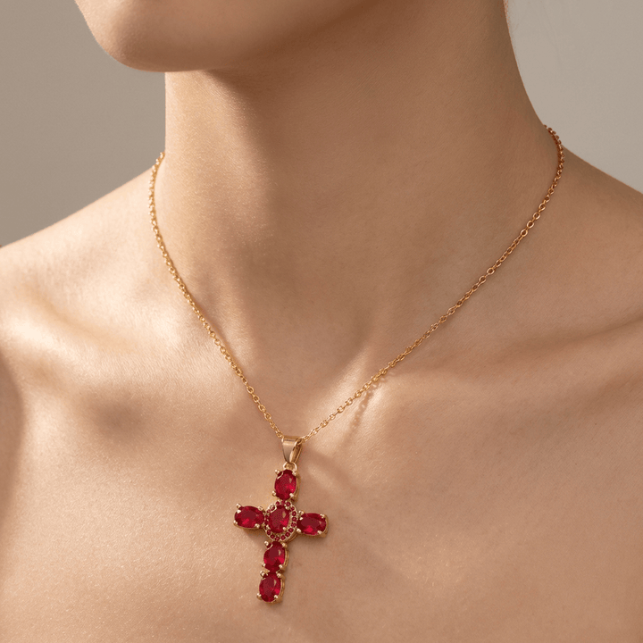 Colorful Gemstone Cross Necklaces