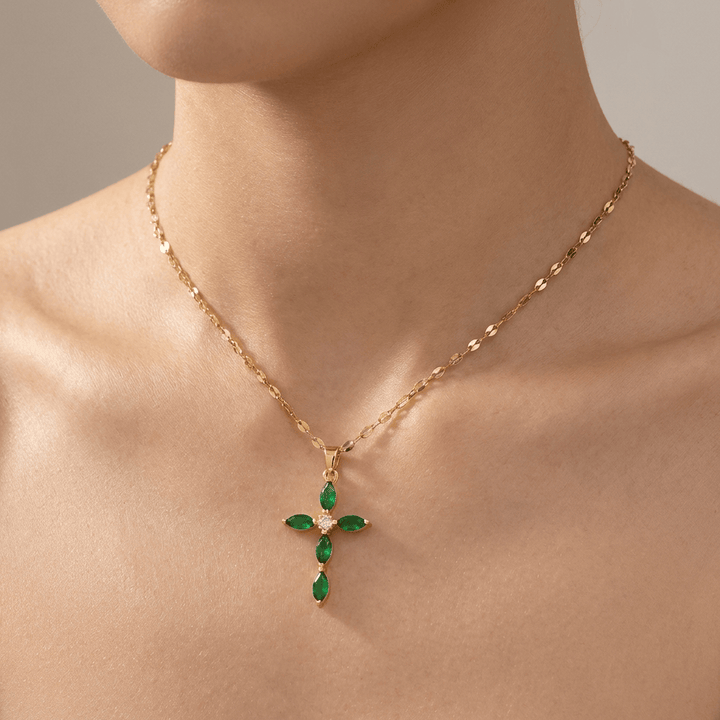 Vibrant Zircon Cross Necklaces