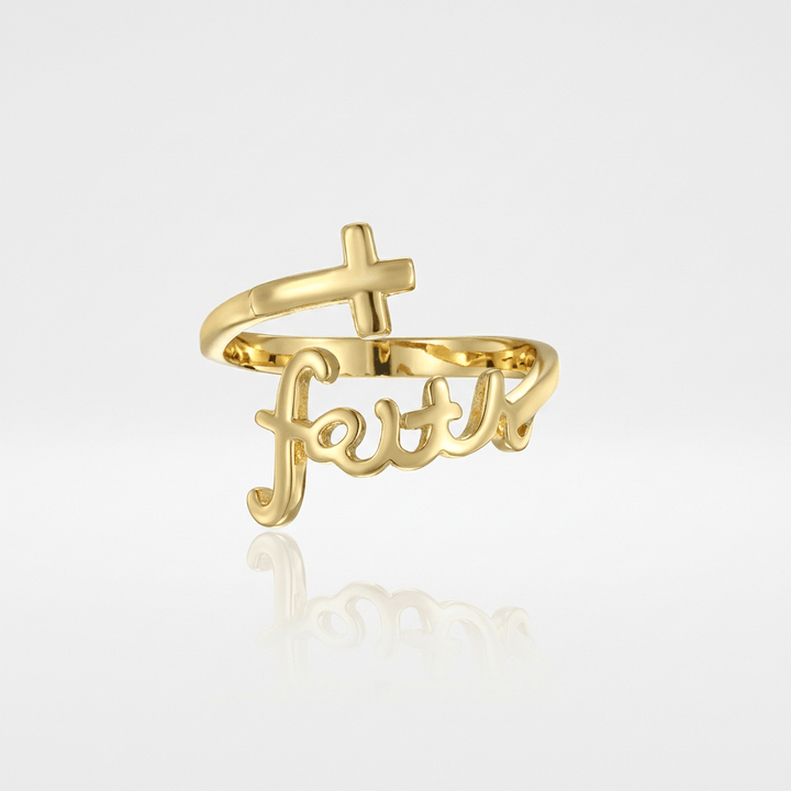 Adjustable Silver Jesus and Faith Ring