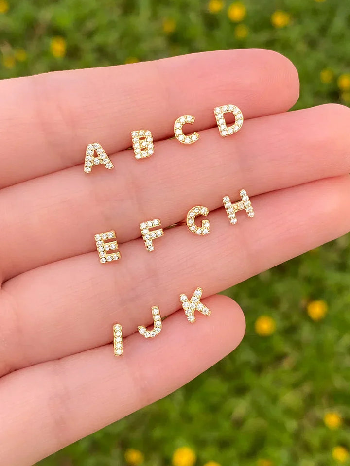 Initial White Gold Earrings