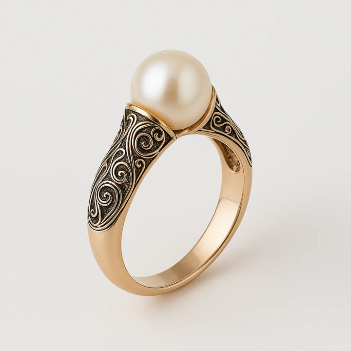 Classic Gold Ring with Vintage Pearls