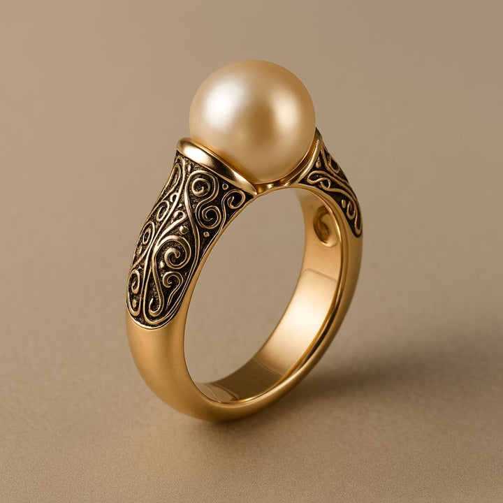Classic Gold Ring with Vintage Pearls