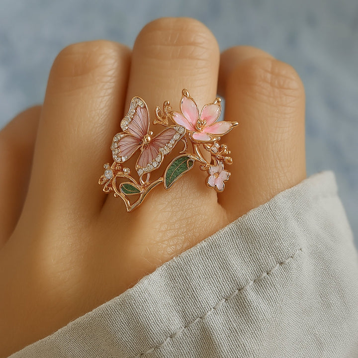 Stunning Natural Butterfly Zirconia Ring