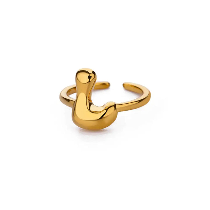 Adjustable Gold Bubble Letter Ring