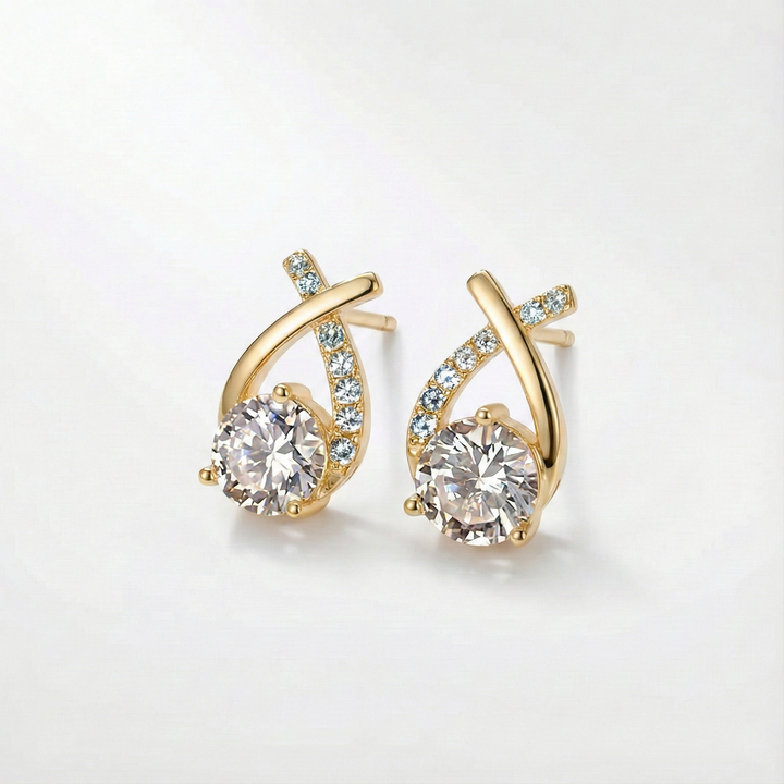 Gold Cross Earrings with Cubic Zirconia